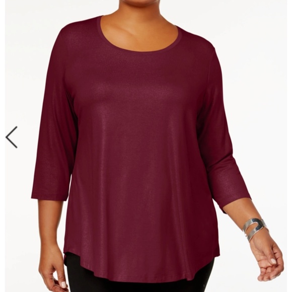 JM collection plus size scoop neck tee/tunic‎ in cherry pie. NWT. Retail 43 - Picture 1 of 5